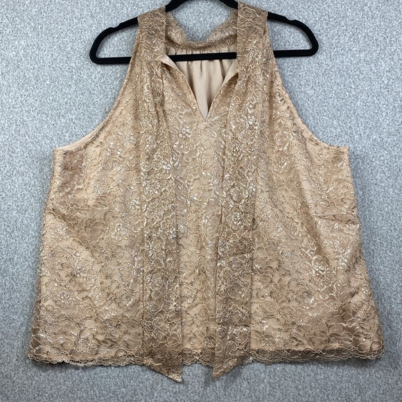 J. Crew metallic lace floral halter top 2X evening formal office shimmer - Picture 5 of 8